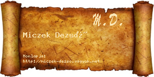 Miczek Dezső névjegykártya
